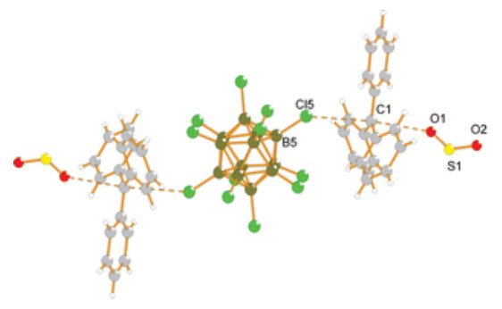 Kristallstruktur von [CPh3]2[B12Cl12]·2SO2